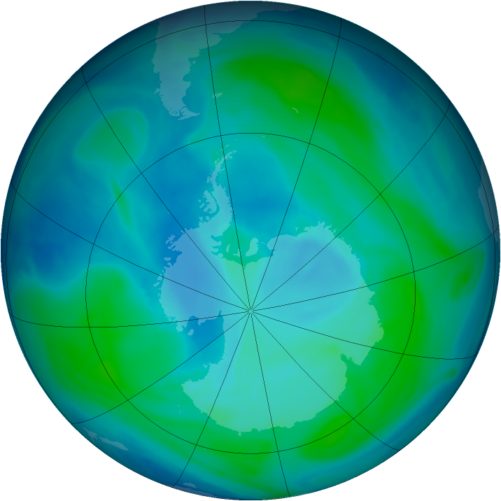 Antarctic ozone map for 19 January 2007